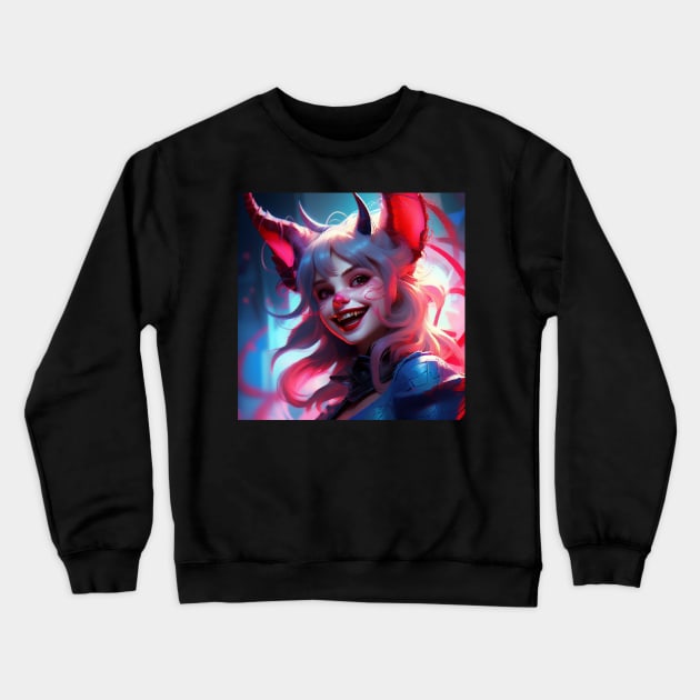 Cute Devil Girl Crewneck Sweatshirt by CatCoconut-Art